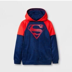 NWOT DC Comics Superman Kids Hoodie - Navy & Red